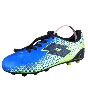 Lotto Forza Elite Jr Youth Soccer Cleats Size 2 Blue Yellow Synthetic Textured
